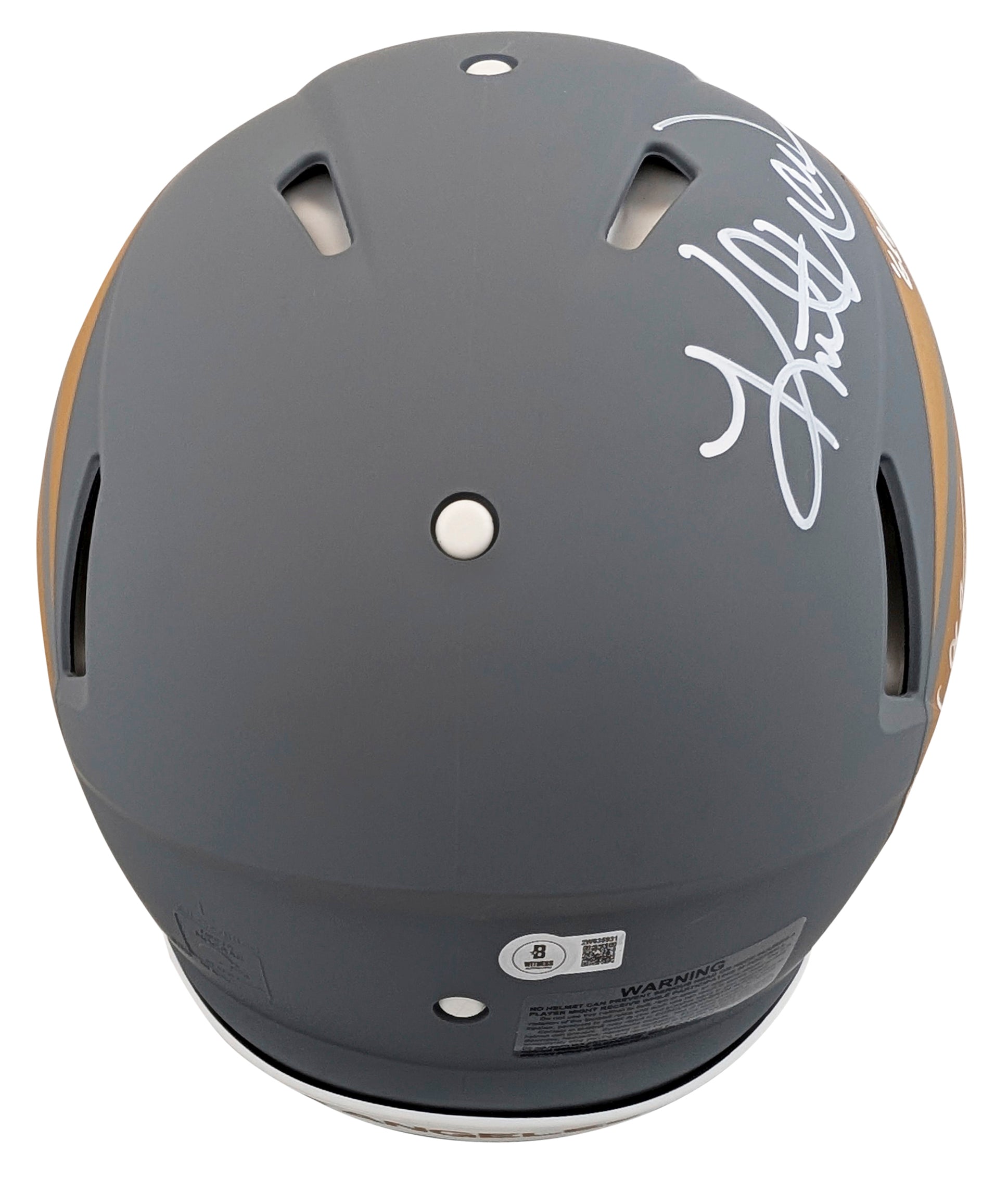 Rams Marshall Faulk & Kurt Warner Signed Slate F/S Speed Proline Helmet BAS Wit