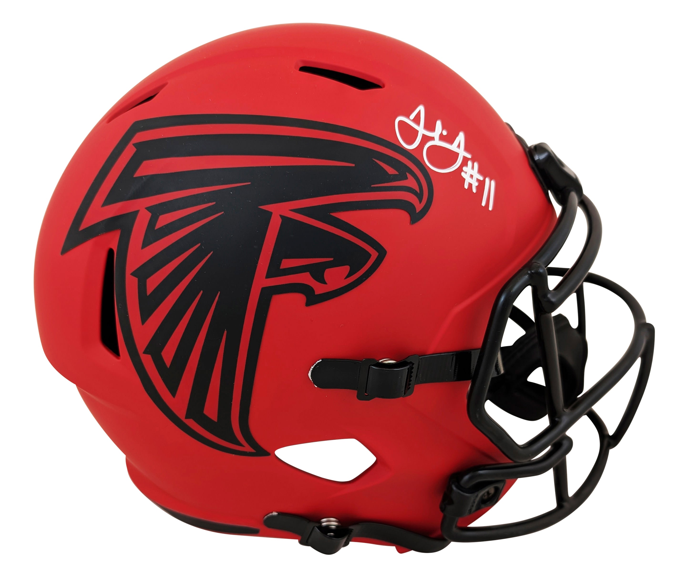 Falcons Julio Jones Signed Rave Full Size Speed Rep Helmet W/ Case BAS Witnessed