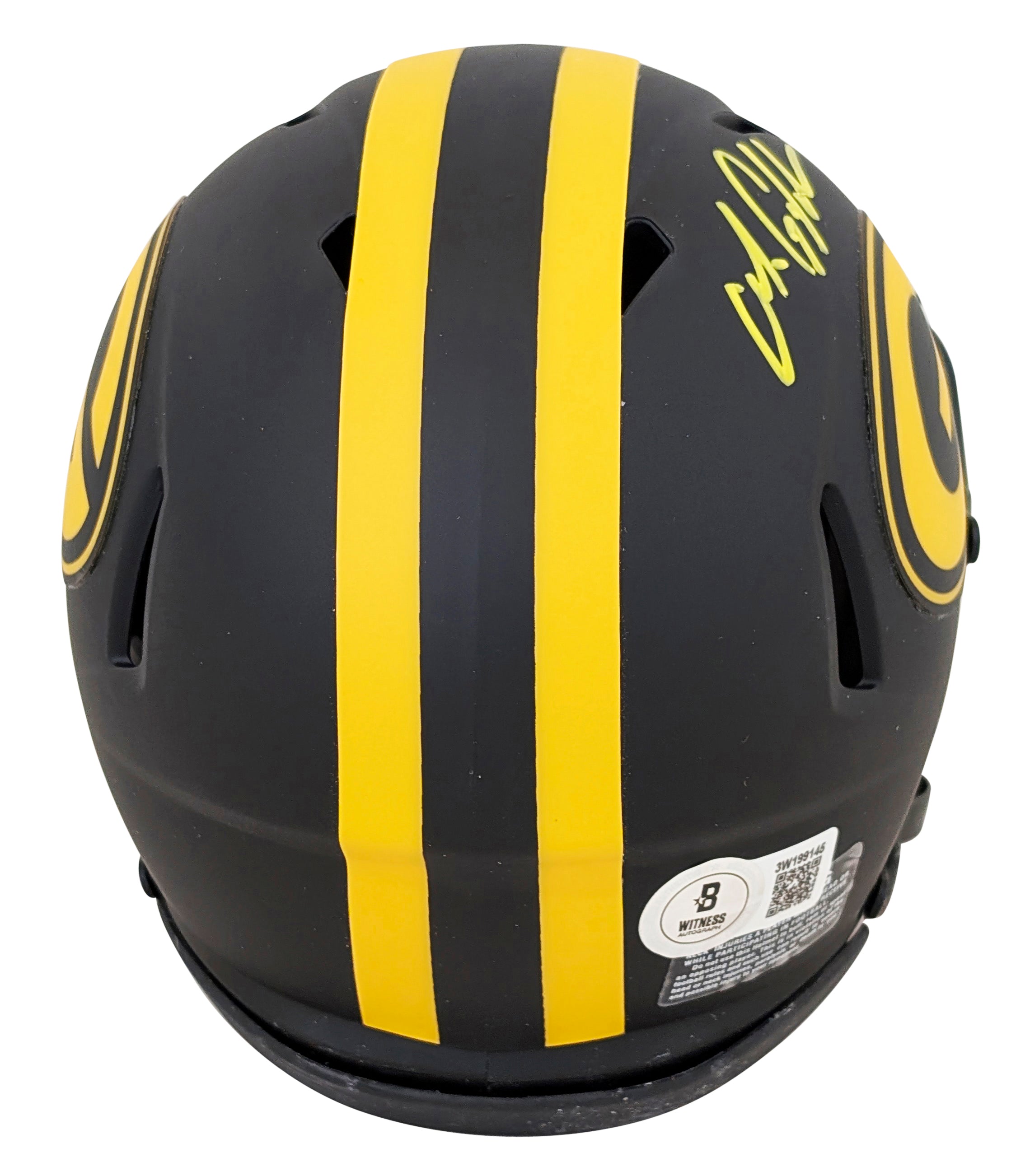 Packers Matthew Golden Authentic Signed Eclipse Speed Mini Helmet BAS Witnessed