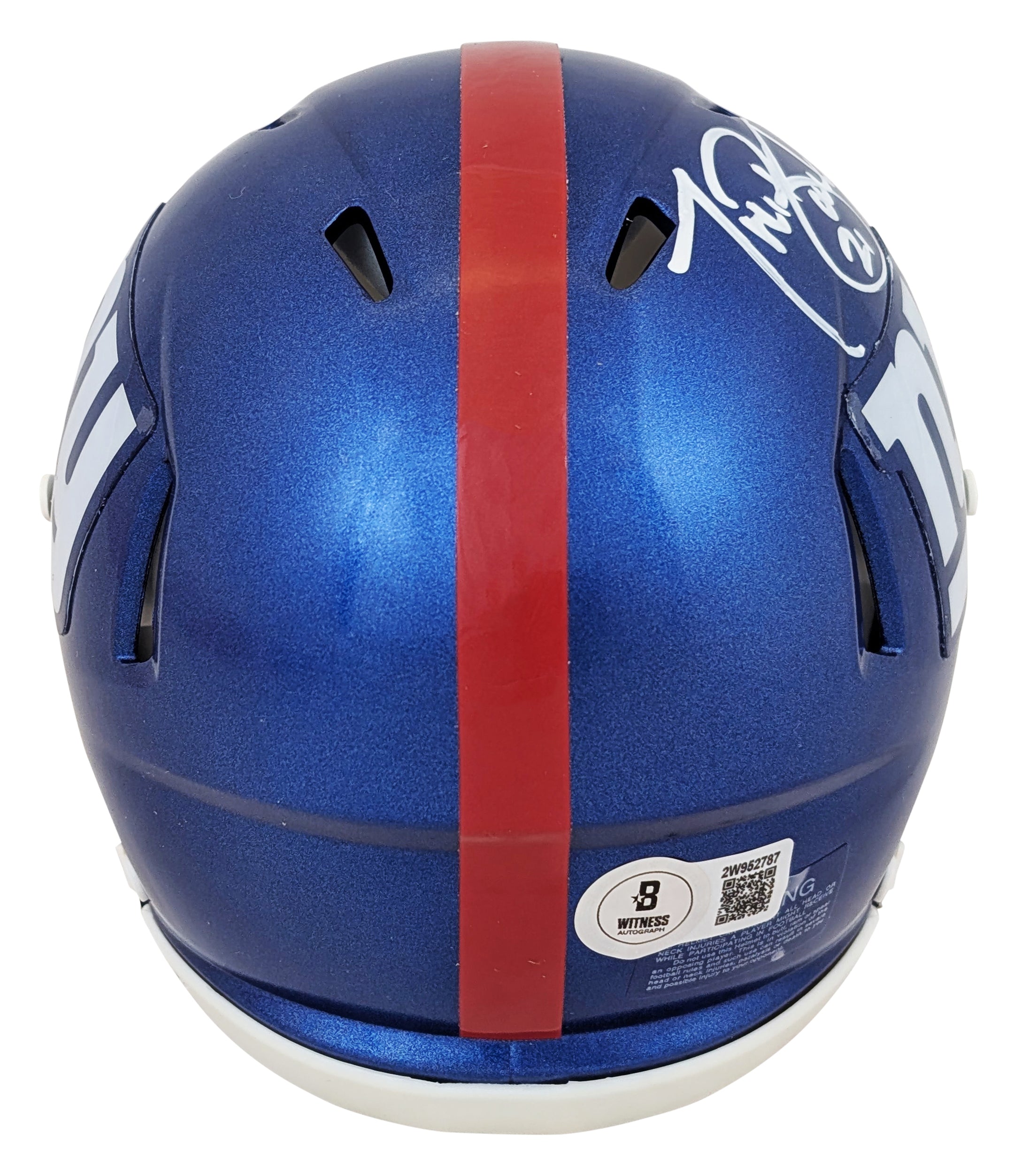 Giants Tiki Barber Authentic Signed Speed Mini Helmet Autographed BAS Witnessed