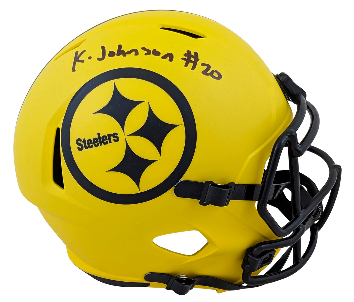 Steelers Kaleb Johnson Signed Rave Full Size Speed Rep Helmet BAS Witnessed