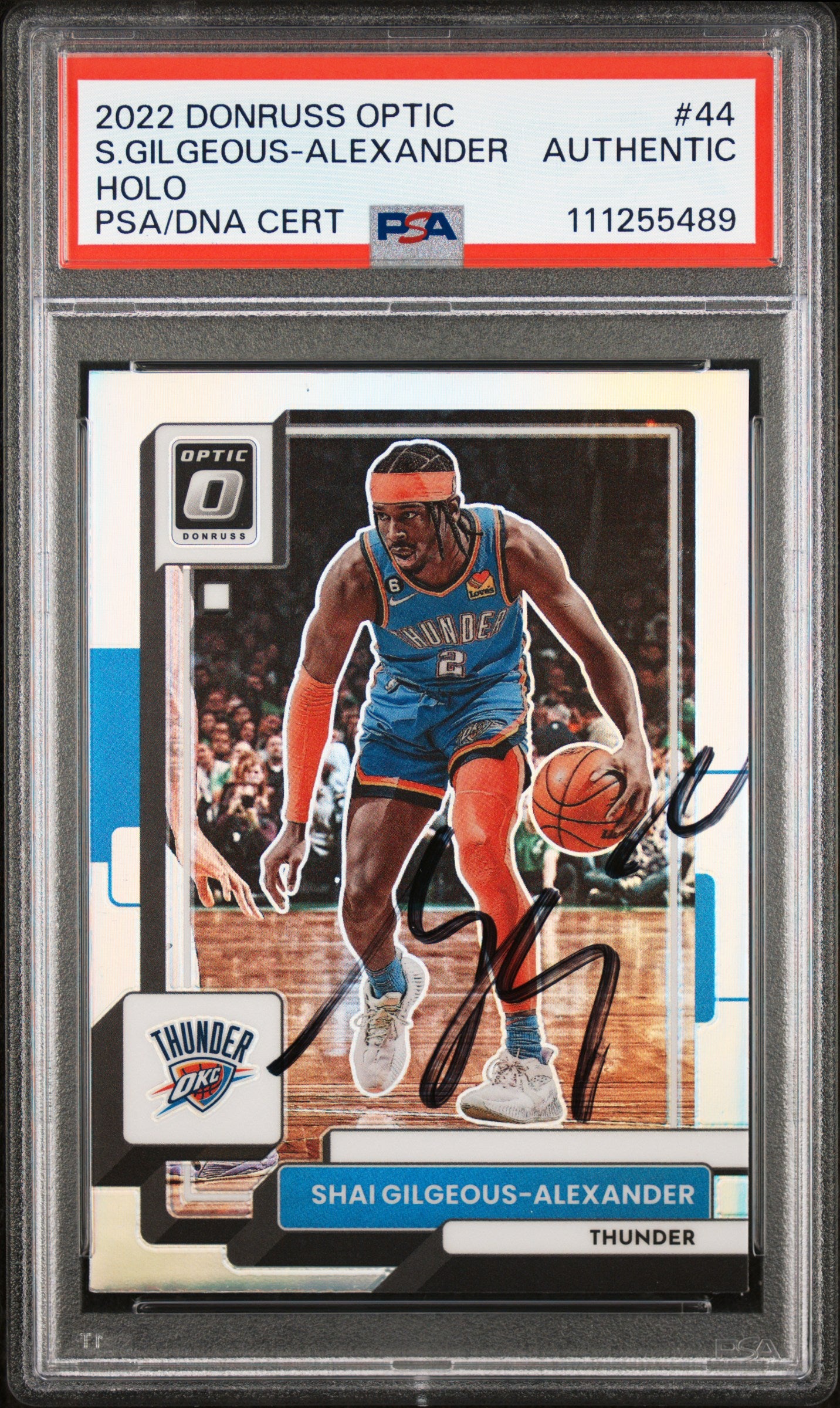 Shai Gilgeous-Alexander Signed 2022 Donruss Optic Silver Holo #44 Card PSA Slab