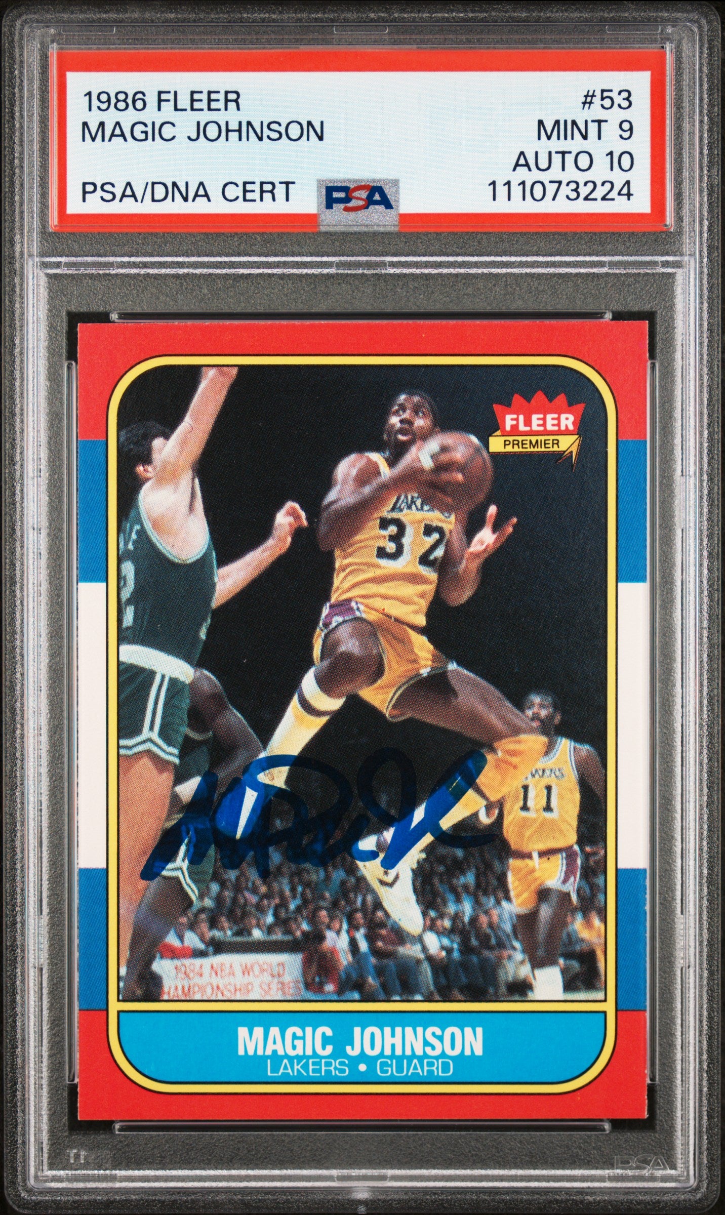 Lakers Magic Johnson Signed 1986 Fleer #53 Card Graded 9 Auto 10 PSA/DNA Slabbed