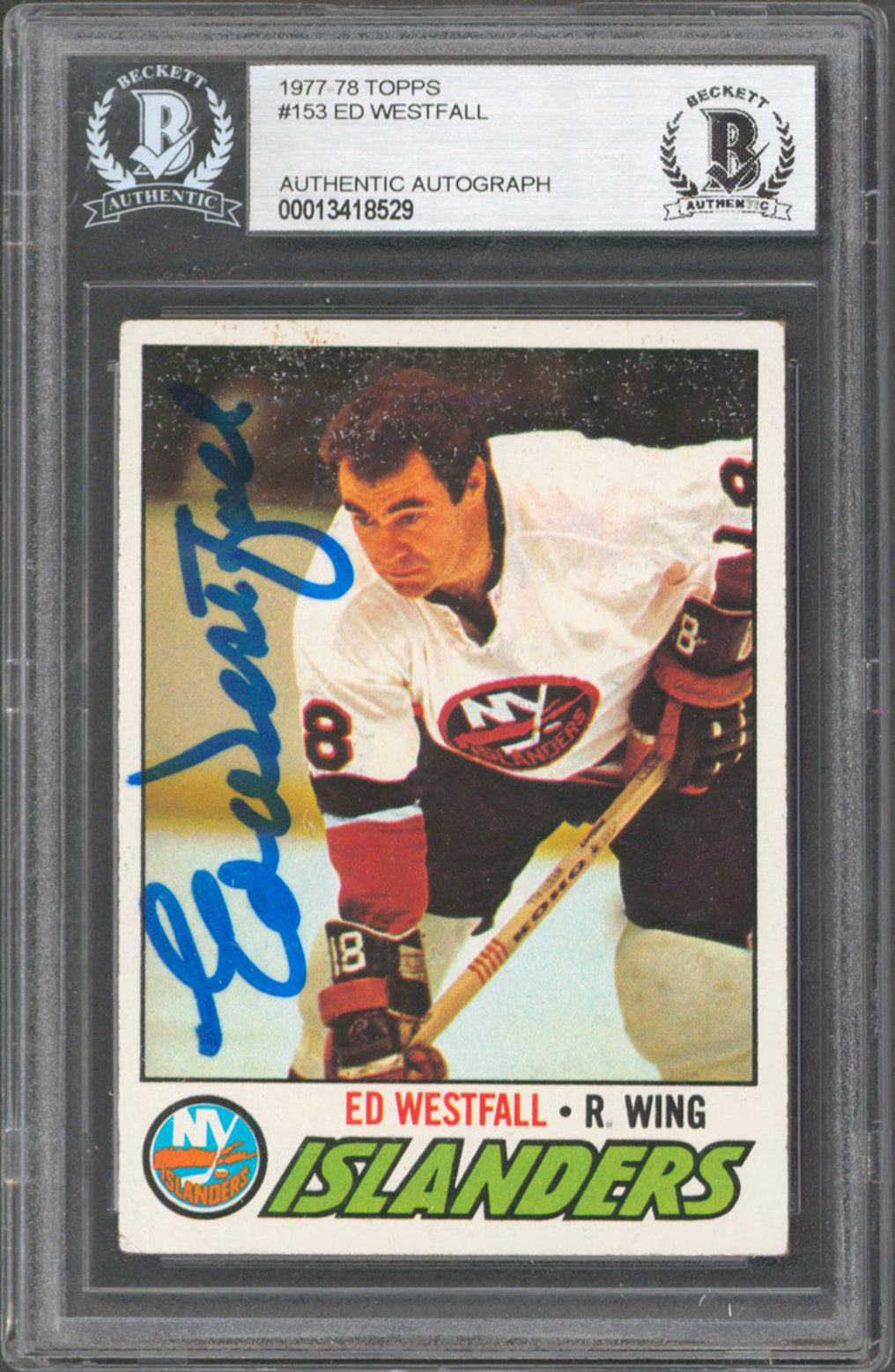 Islanders Ed Westfall Authentic Signed 1977 Topps #153 Card Autographed BAS Slab