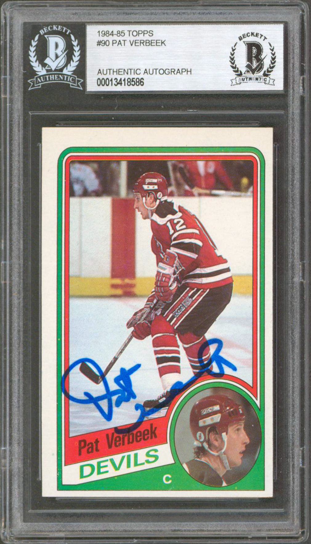 Devils Pat Verbeek Authentic Signed 1984 Topps #90 Card Autographed BAS Slabbed