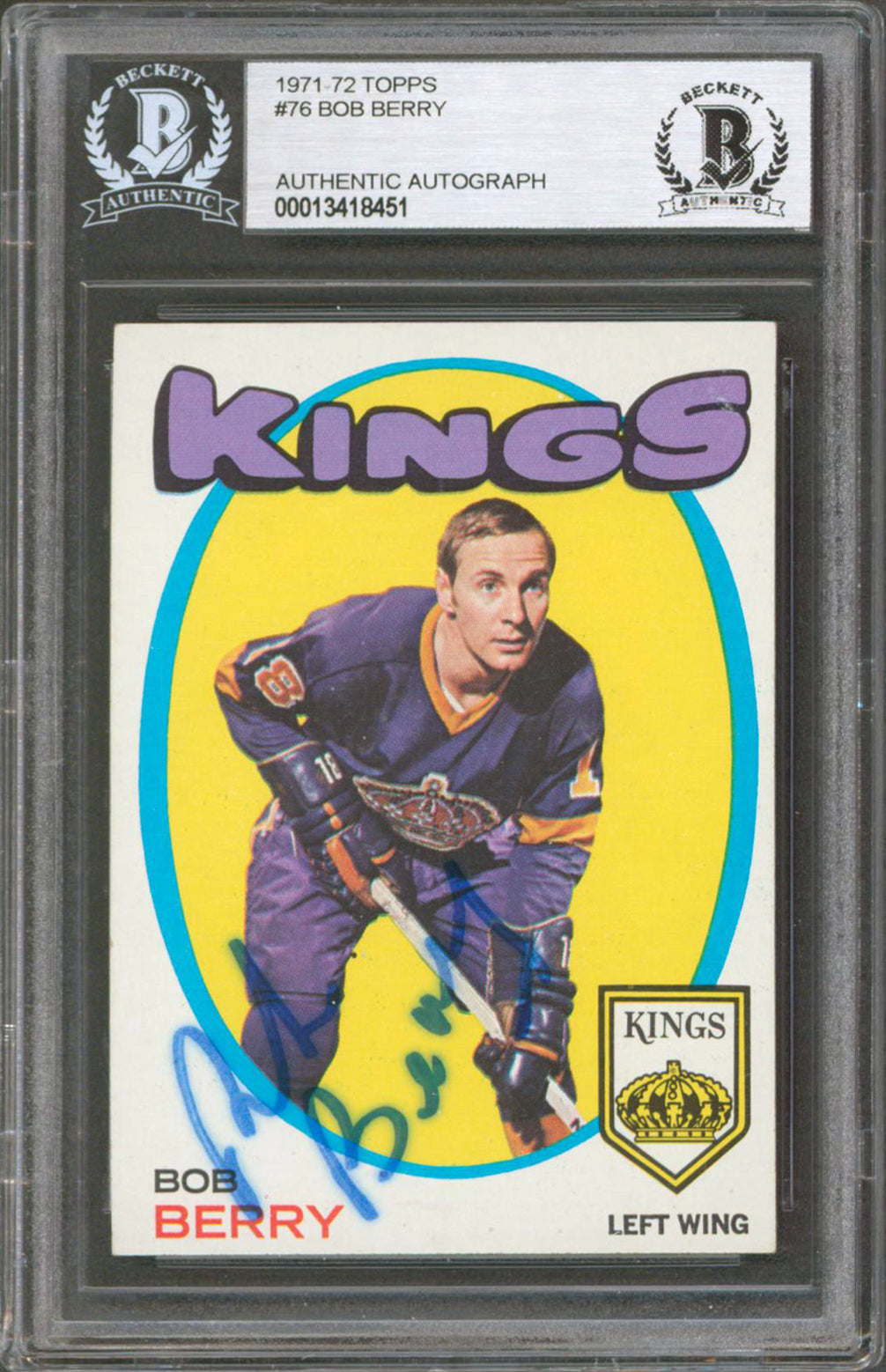 Kings Bob Berry Authentic Signed 1971 Topps #76 Card Autographed BAS Slabbed