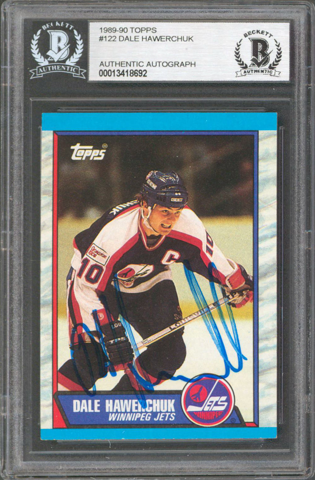 Jets Dale Hawerchuk Authentic Signed 1989 Topps #122 Card Autographed BAS Slab