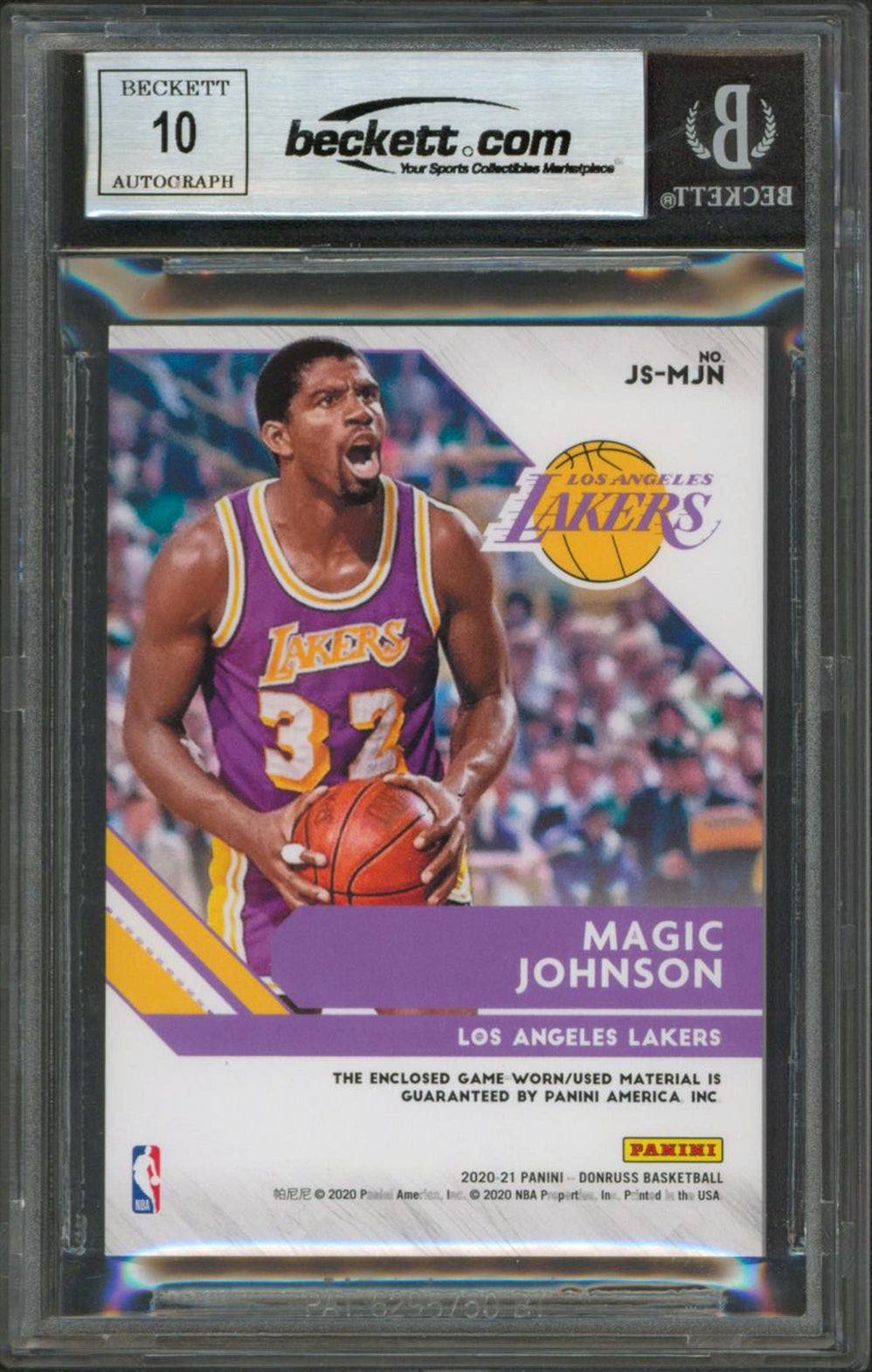 Lakers Magic Johnson Signed 2020 Donruss JS #54 Card Auto Gem 10! BAS Slabbed