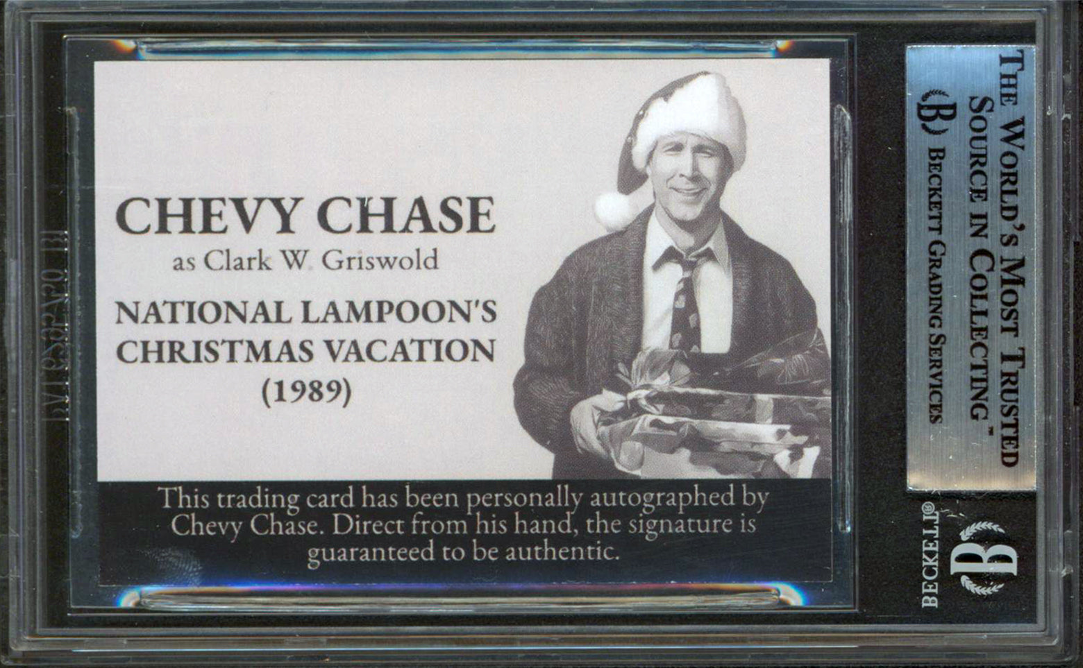 Chevy Chase Christmas Vacation Signed Custom Trading Card Card BAS Slabbed