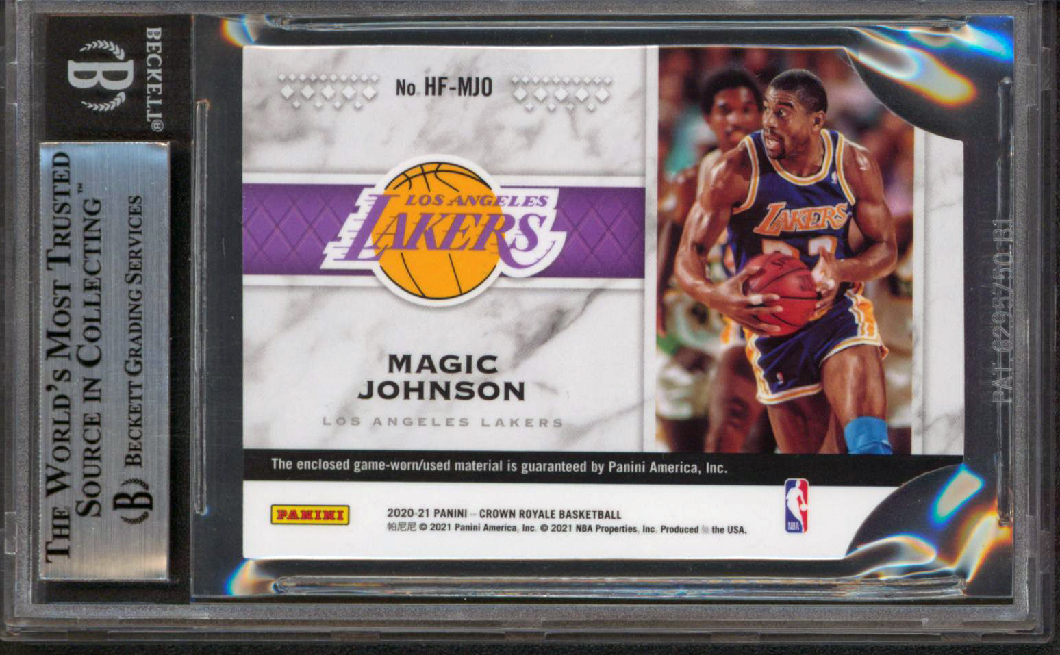 Lakers Magic Johnson Signed 2020 Crown Royale HOF Mem #3 Card BAS Slabbed 2