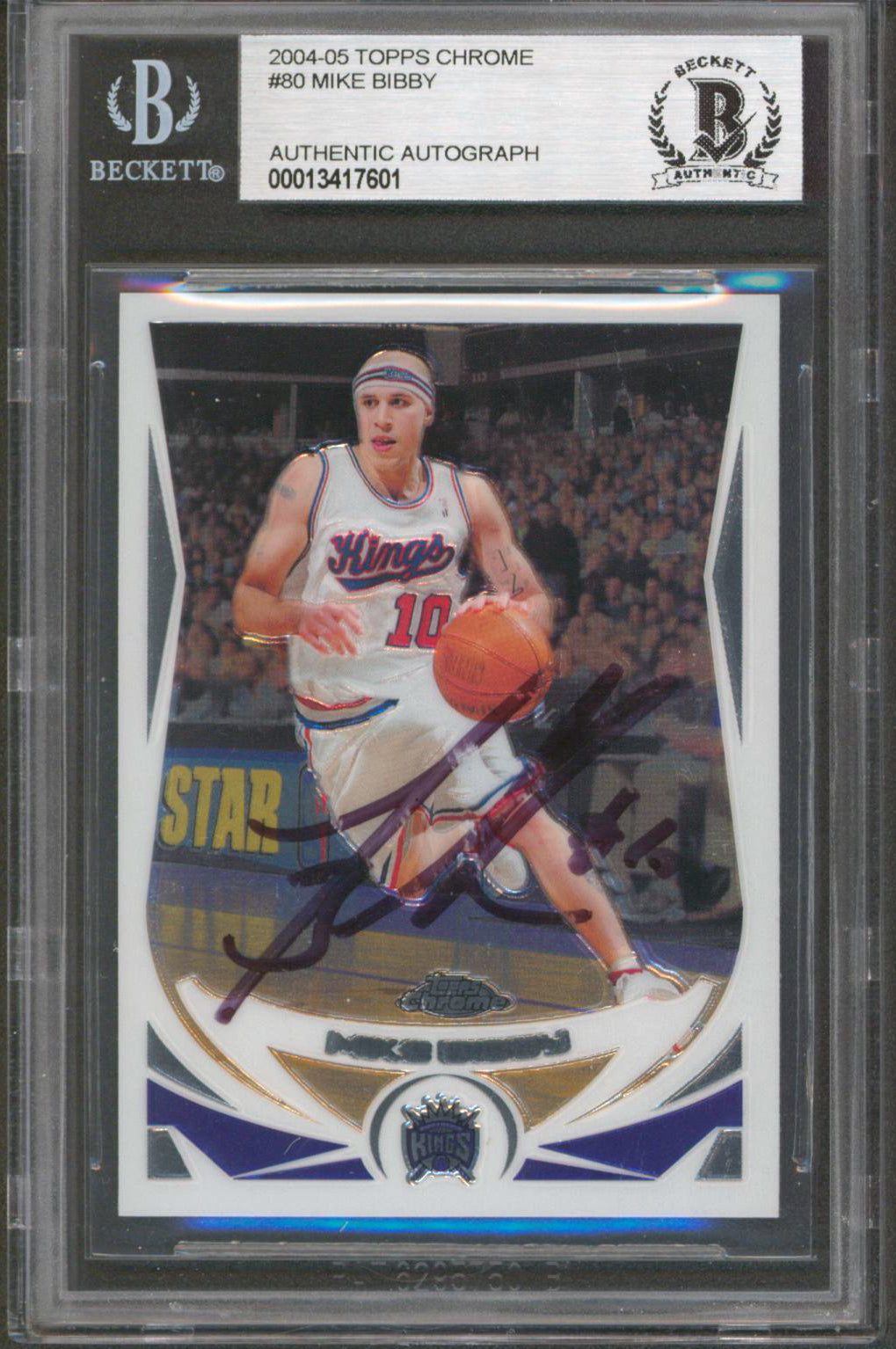 Kings Mike Bibby Authentic Signed 2004 Topps Chrome #80 Card BAS Slabbed