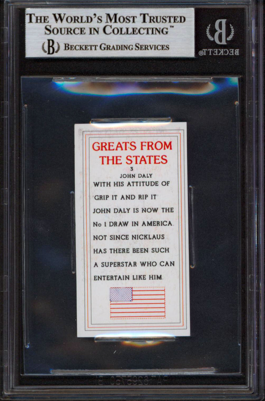 John Daly Authentic Signed 1994 Greats From The States #3 Card BAS Slabbed