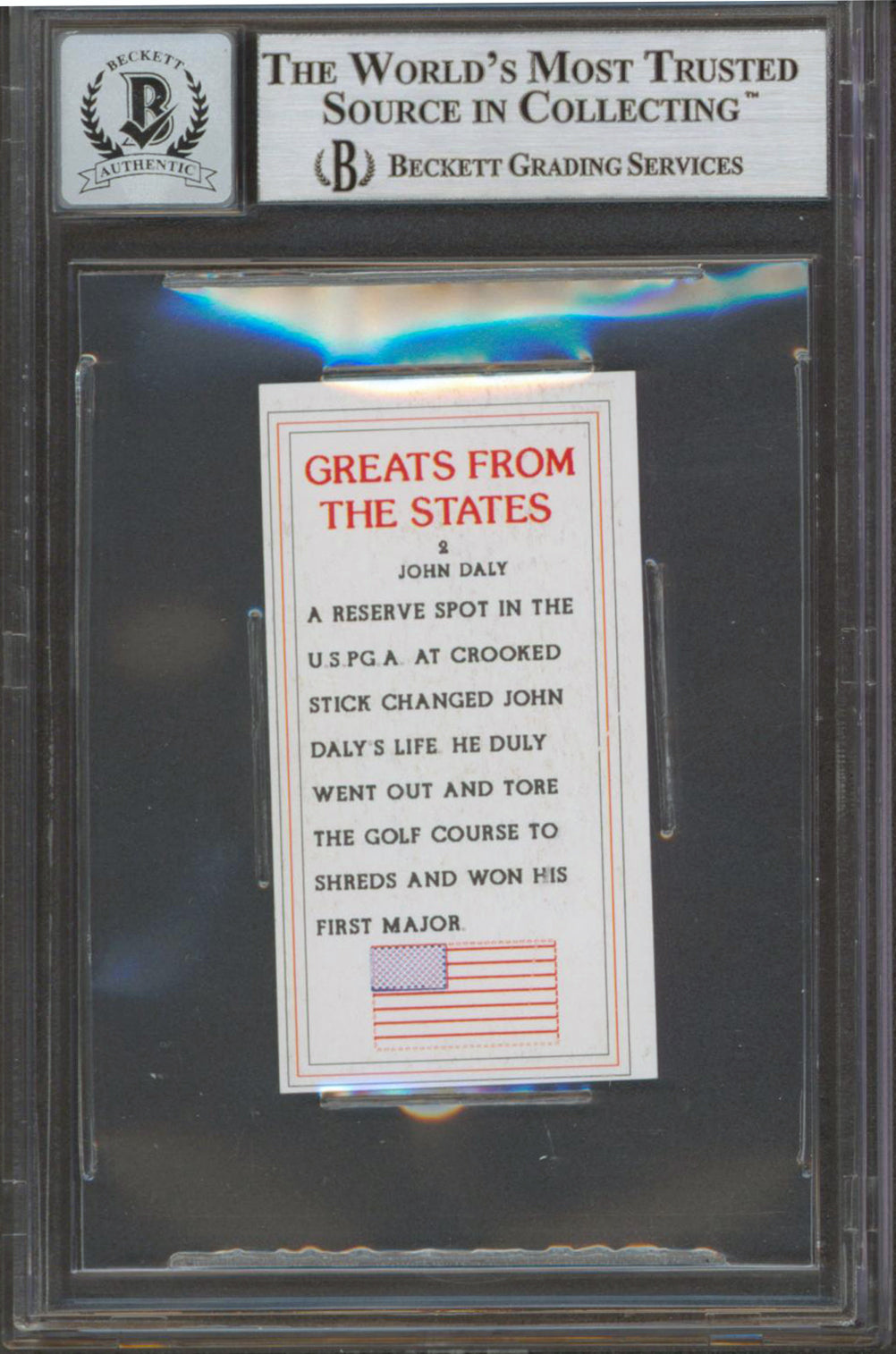 John Daly Signed 1994 Greats From The States #2 Card Auto 10! BAS Slabbed