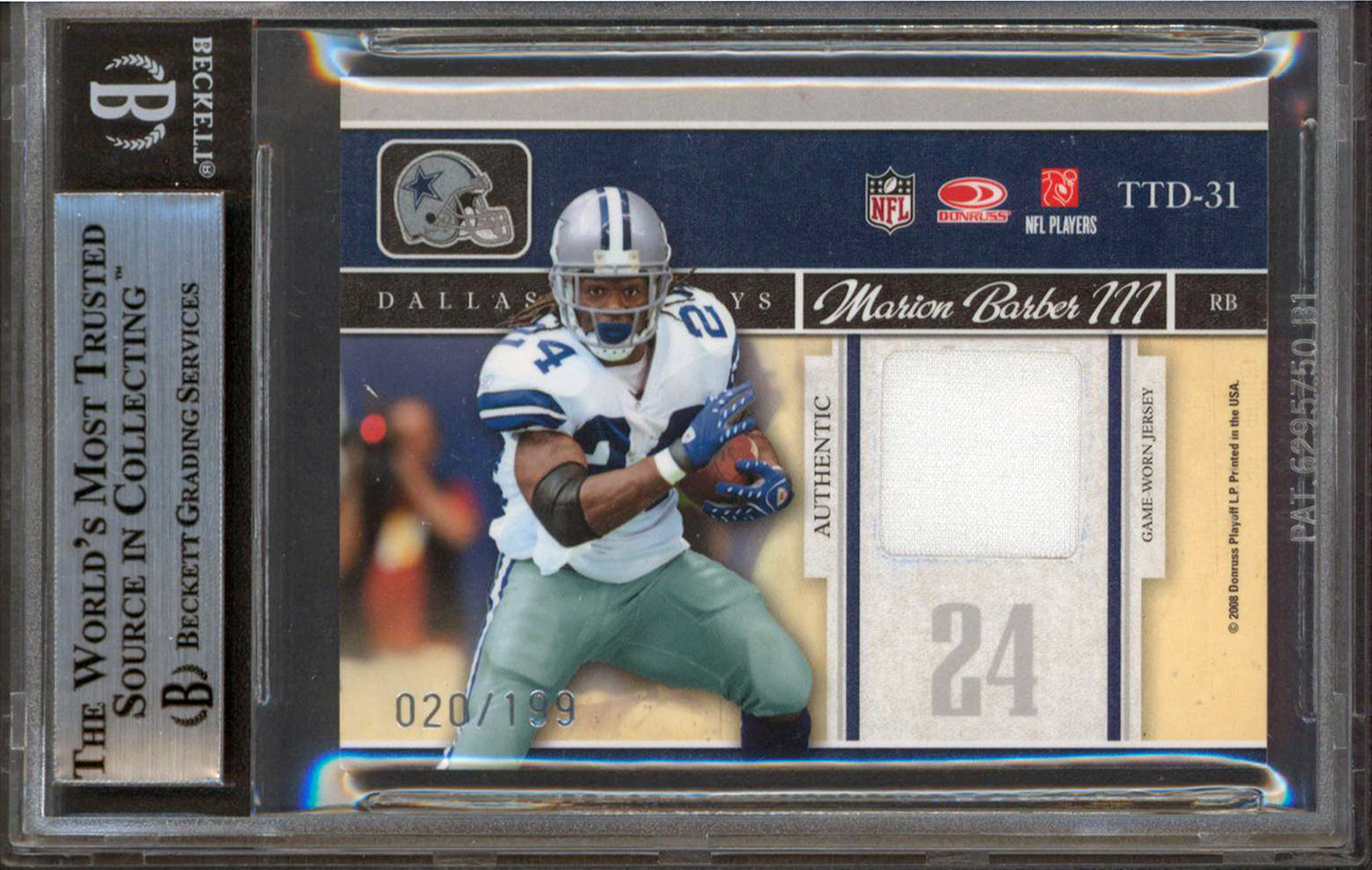 Cowboys Emmitt Smith Authentic Signed 2008 Donruss Elite #31 Card BAS Slabbed