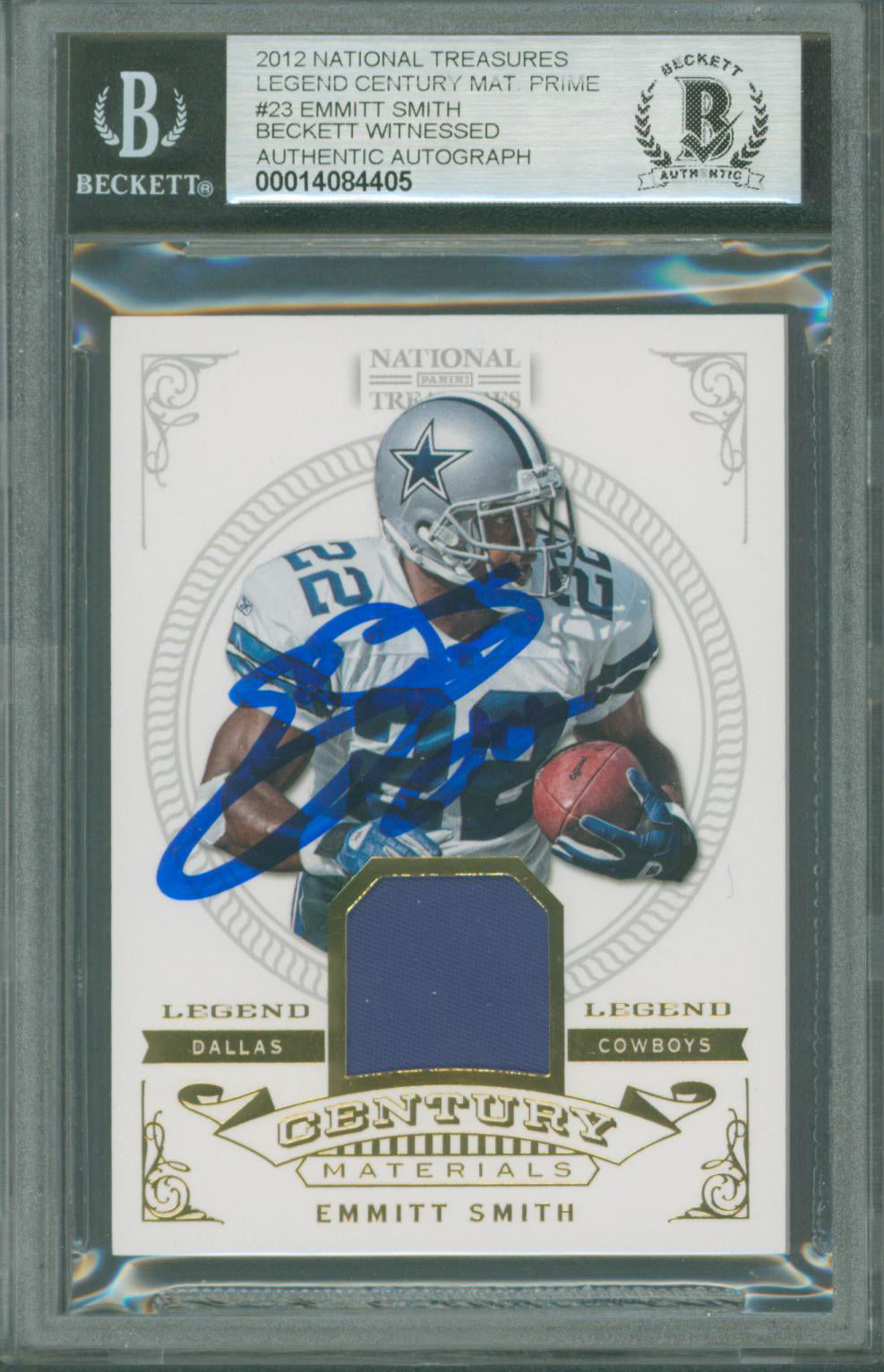 Cowboys Emmitt Smith Authentic Signed 2012 National Treasures #23 Card BAS Slab