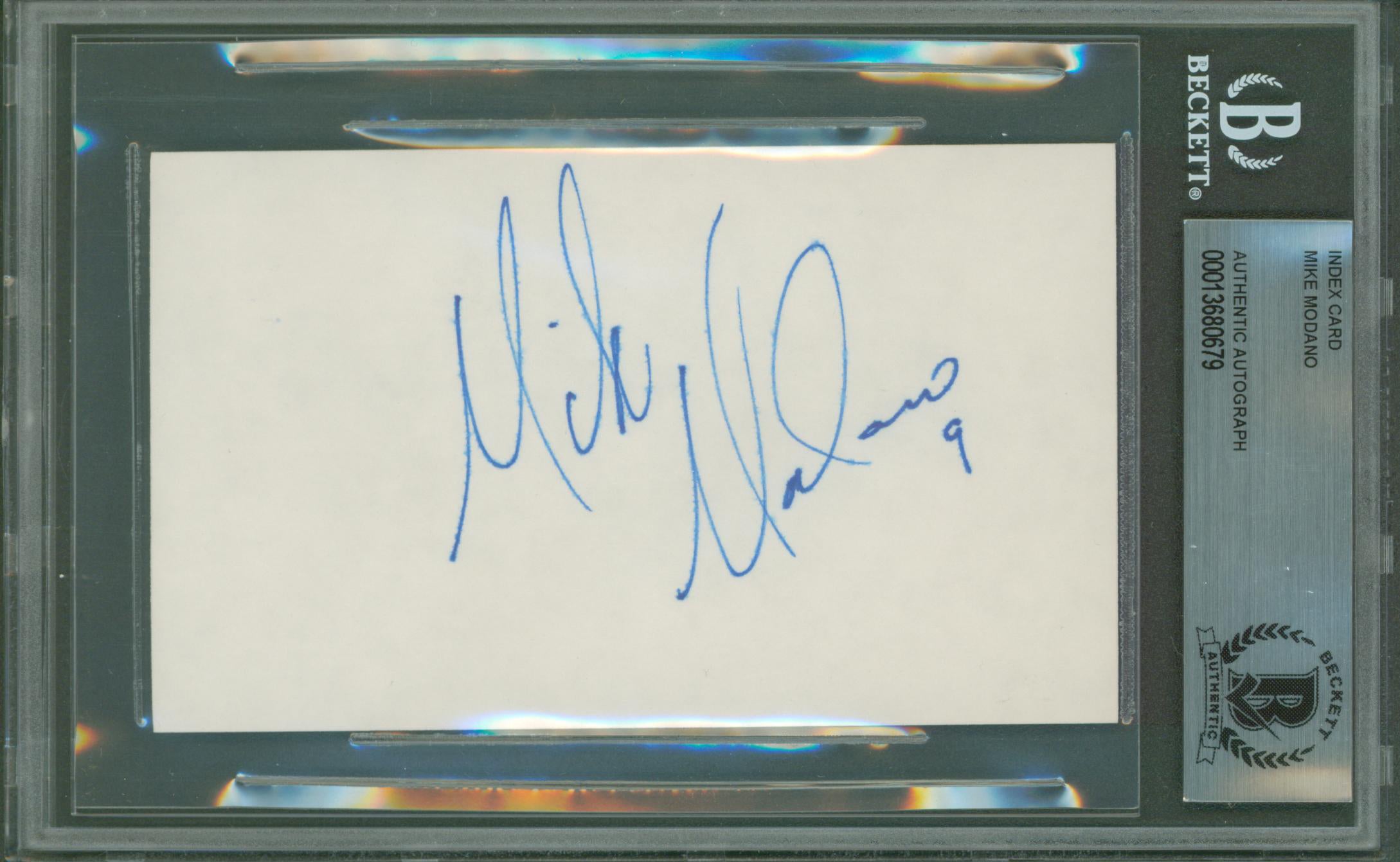 North Stars Mike Modano Authentic Signed 3x5 Index Card BAS Slabbed 1