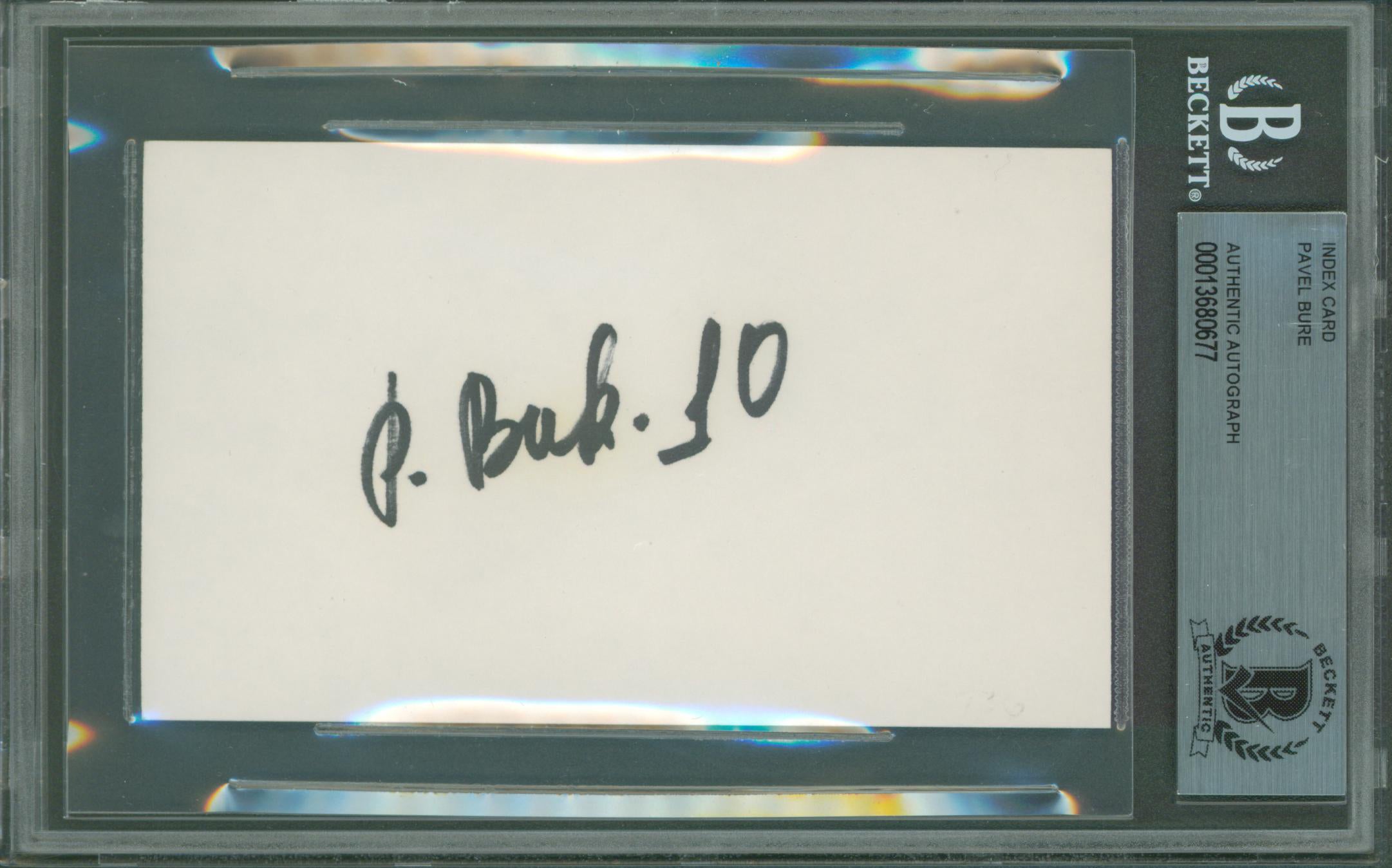 Canucks Pavel Bure Authentic Signed 3x5 Index Card Autographed BAS Slabbed 1