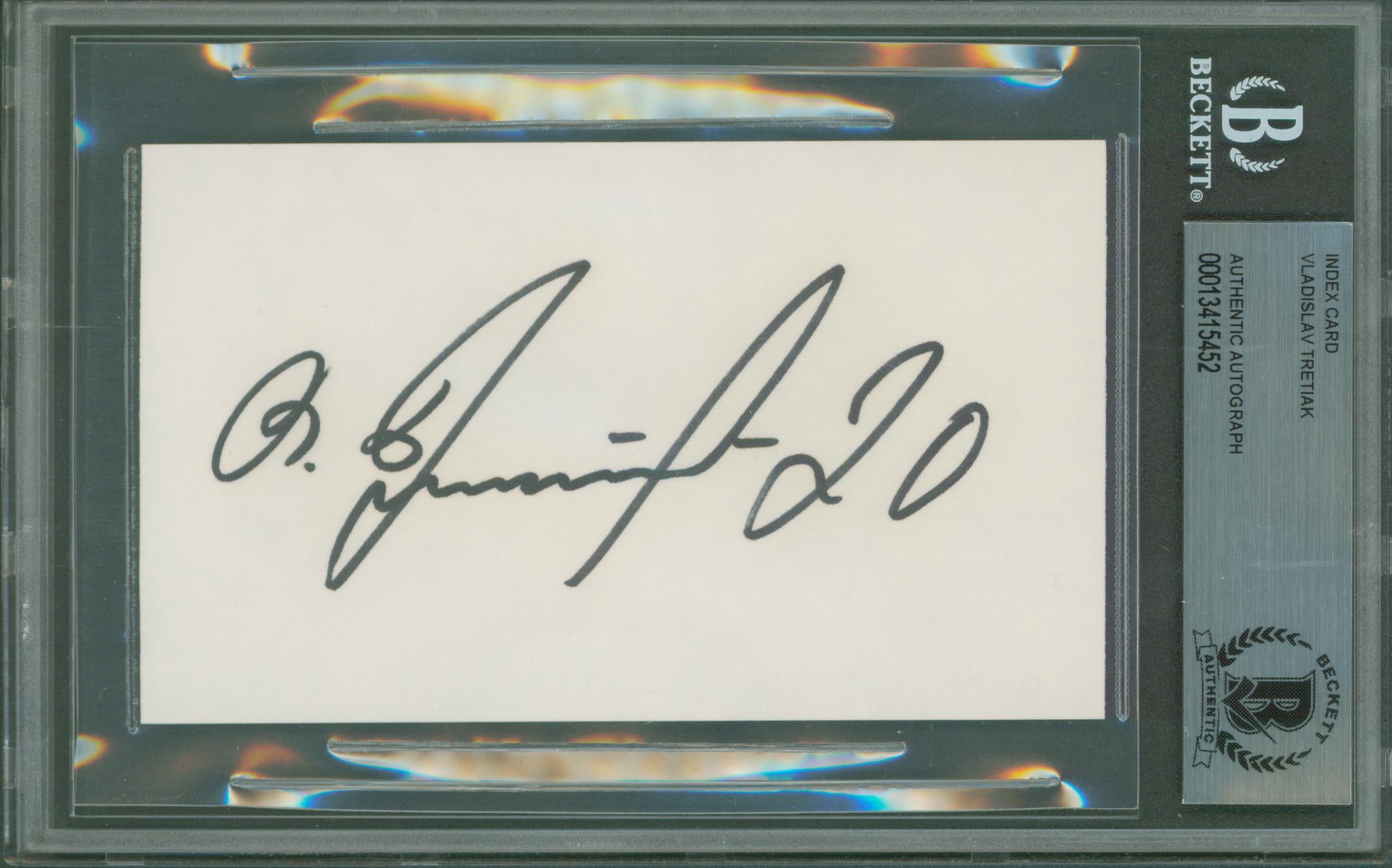 Canadiens Vladislav Tretiak Authentic Signed 3x5 Index Card BAS Slabbed 1