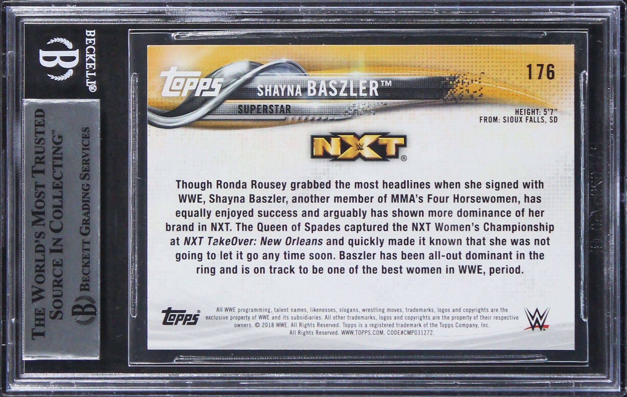 Shayna Baszler Signed 2018 Topps WWE Then Now Forever #176 Card BAS Slabbed