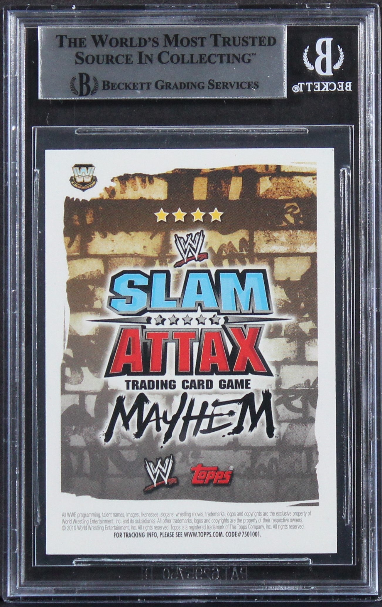 Sgt. Slaughter Signed 2010 Topps WWE Slam Attax Mayhem #102 Card BAS Slabbed