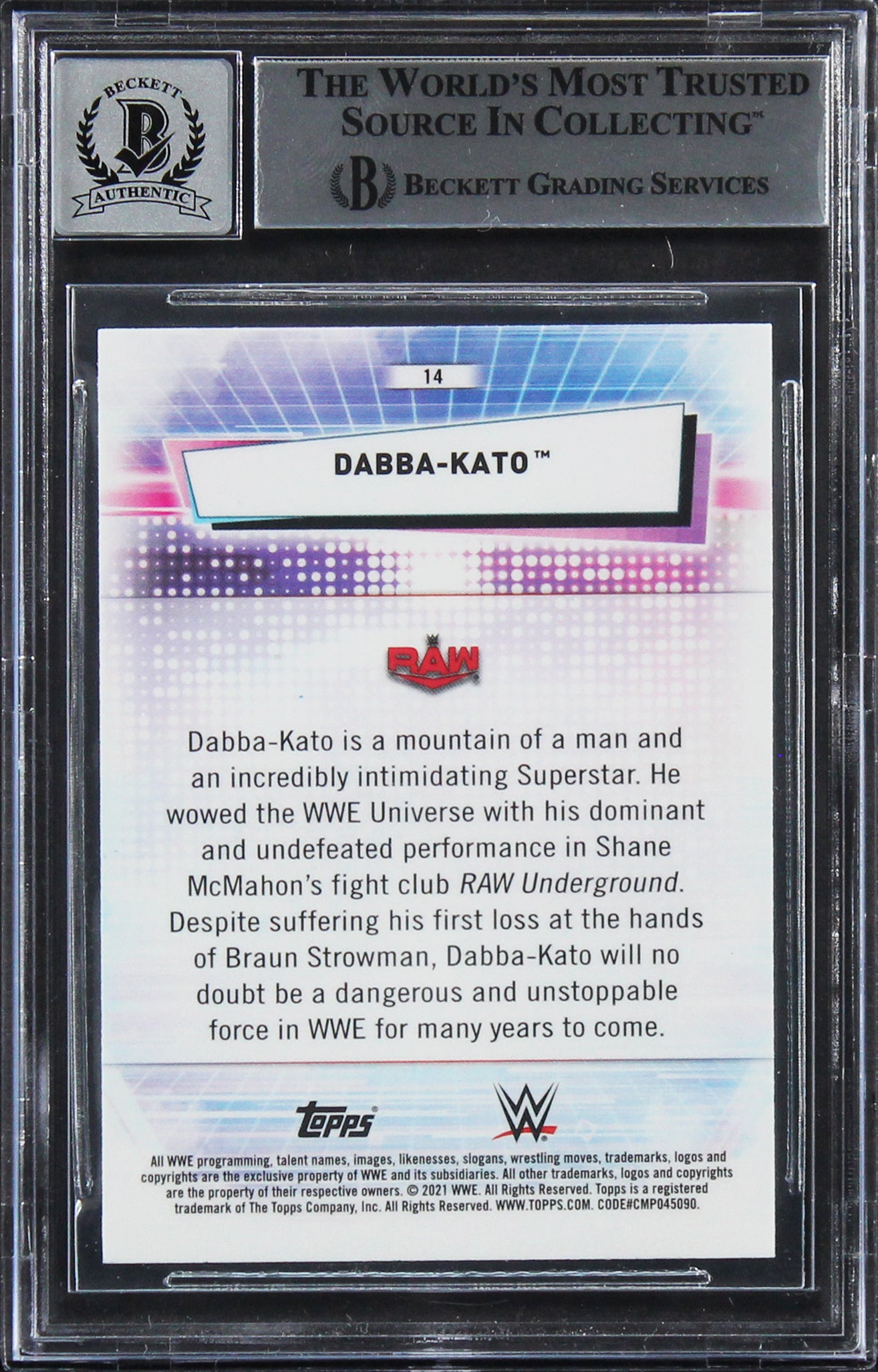 Commander Azeez Signed 2021 Topps Chrome WWE #14 Card Auto Graded 10! BAS Slab