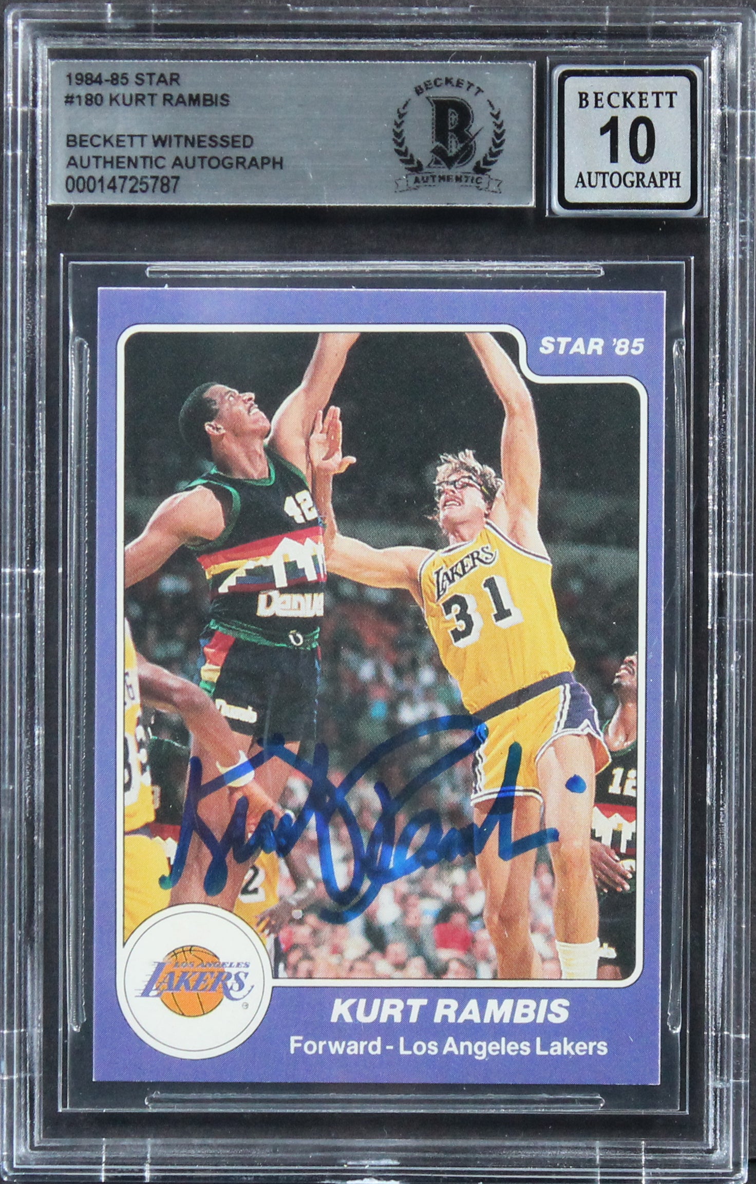 Lakers Kurt Rambis Authentic Signed 1984 Star #180 Card Auto 10! BAS Slabbed